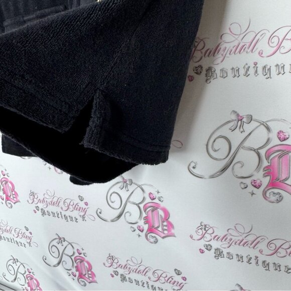 Juicy couture romper pockets on back shorts towel terry cloth black gold accent - Picture 3 of 9